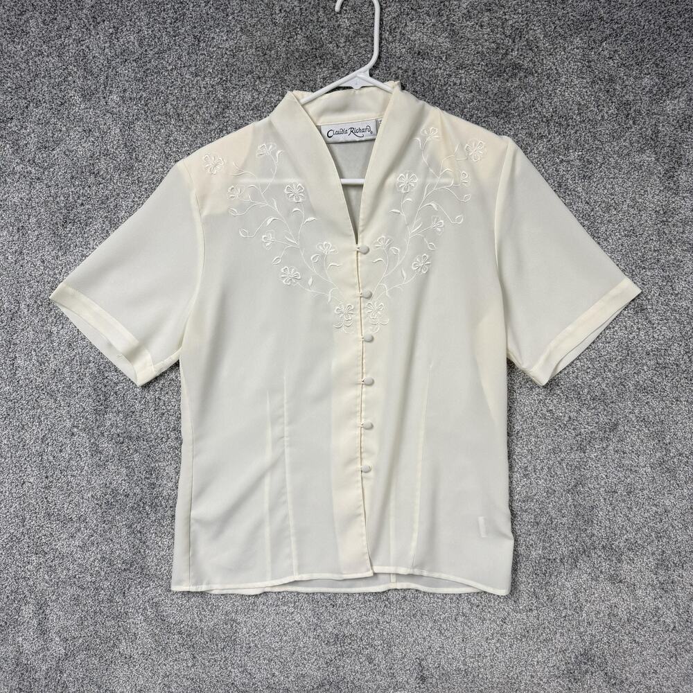 Vintage 80s 90s Claudia Richard Blouse 10 Romantic Grandmacore Feminine Classic
